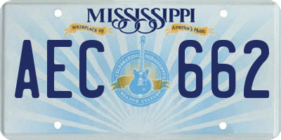 MS license plate AEC662