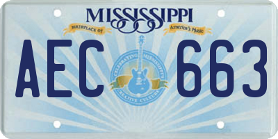 MS license plate AEC663