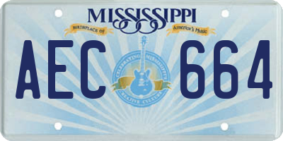 MS license plate AEC664