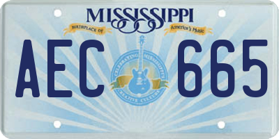 MS license plate AEC665