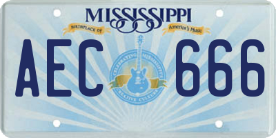 MS license plate AEC666