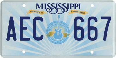 MS license plate AEC667