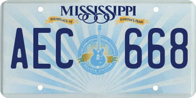 MS license plate AEC668