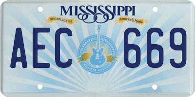 MS license plate AEC669