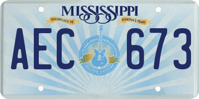 MS license plate AEC673