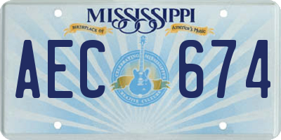 MS license plate AEC674