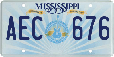 MS license plate AEC676