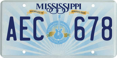 MS license plate AEC678