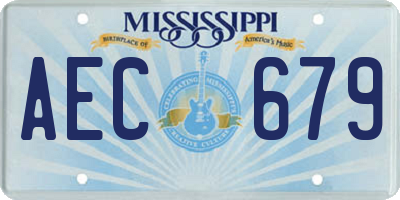 MS license plate AEC679