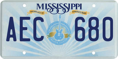 MS license plate AEC680