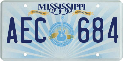 MS license plate AEC684