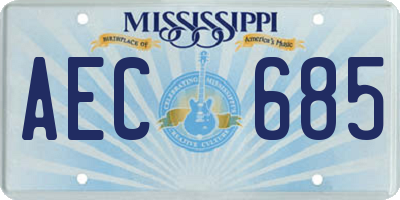 MS license plate AEC685