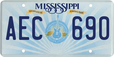 MS license plate AEC690