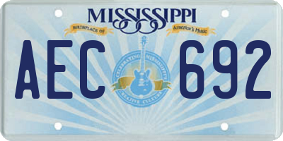MS license plate AEC692