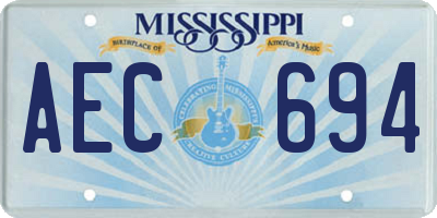 MS license plate AEC694
