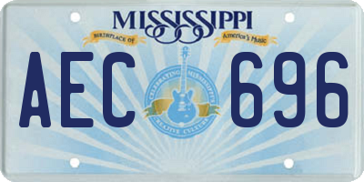 MS license plate AEC696