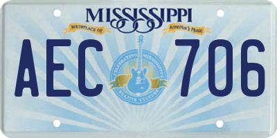 MS license plate AEC706