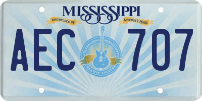 MS license plate AEC707