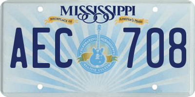 MS license plate AEC708
