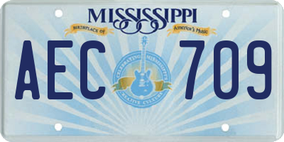 MS license plate AEC709