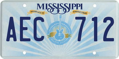 MS license plate AEC712
