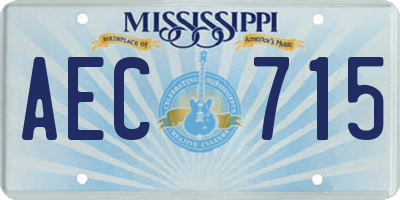 MS license plate AEC715