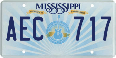 MS license plate AEC717
