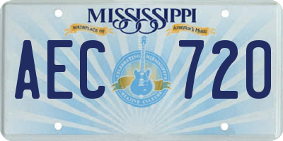 MS license plate AEC720