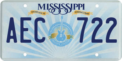 MS license plate AEC722