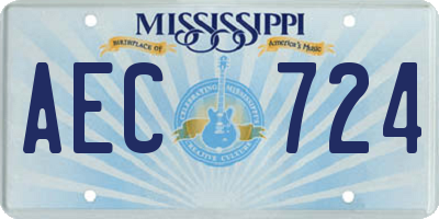 MS license plate AEC724