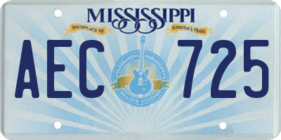 MS license plate AEC725