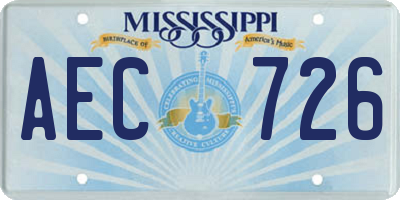 MS license plate AEC726