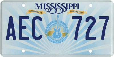 MS license plate AEC727