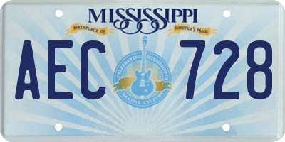 MS license plate AEC728