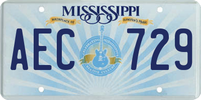 MS license plate AEC729