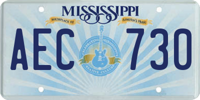 MS license plate AEC730