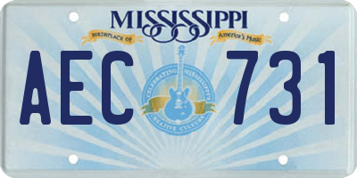 MS license plate AEC731