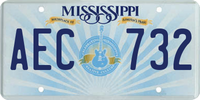 MS license plate AEC732
