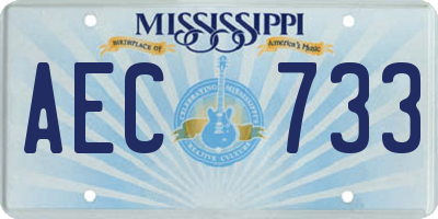 MS license plate AEC733