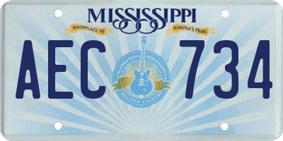 MS license plate AEC734