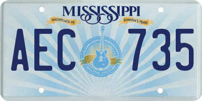 MS license plate AEC735