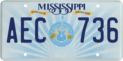MS license plate AEC736