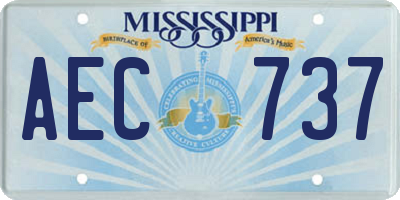 MS license plate AEC737
