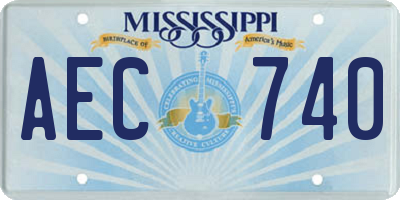 MS license plate AEC740