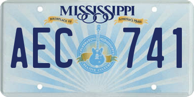 MS license plate AEC741
