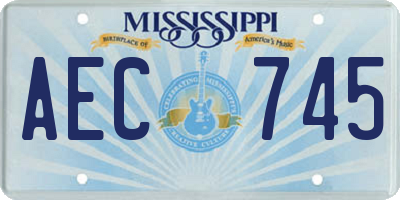 MS license plate AEC745