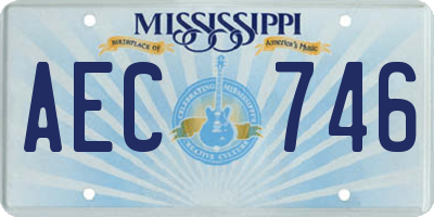 MS license plate AEC746