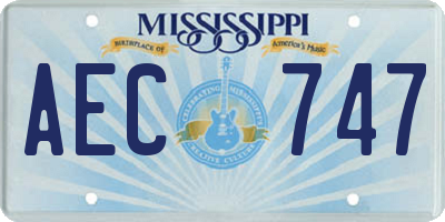 MS license plate AEC747