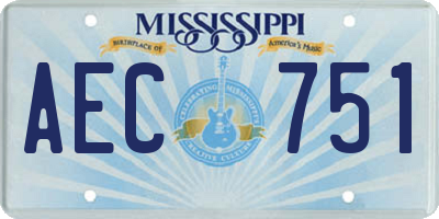 MS license plate AEC751