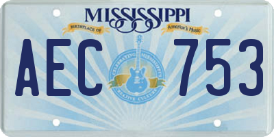 MS license plate AEC753
